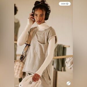 Free People One to Beat Sweatshirt Top in Sand Heather Grey Size XS. NWT